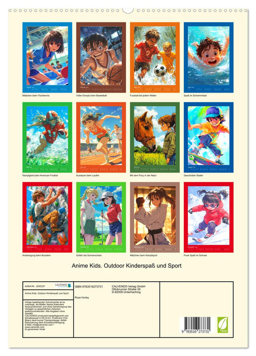 Anime Kids. Outdoor Kinderspaß und Sport (CALVENDO Premium Wandkalender 2026)