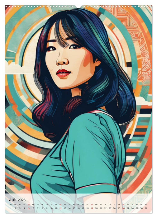 Art Deco Retro Porträts (CALVENDO Premium Wandkalender 2026)