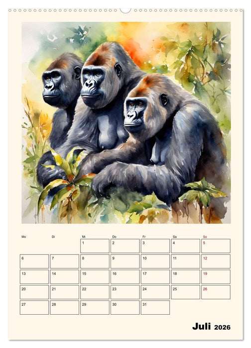 Schimpansen & Gorillas (CALVENDO Premium Wandkalender 2026)