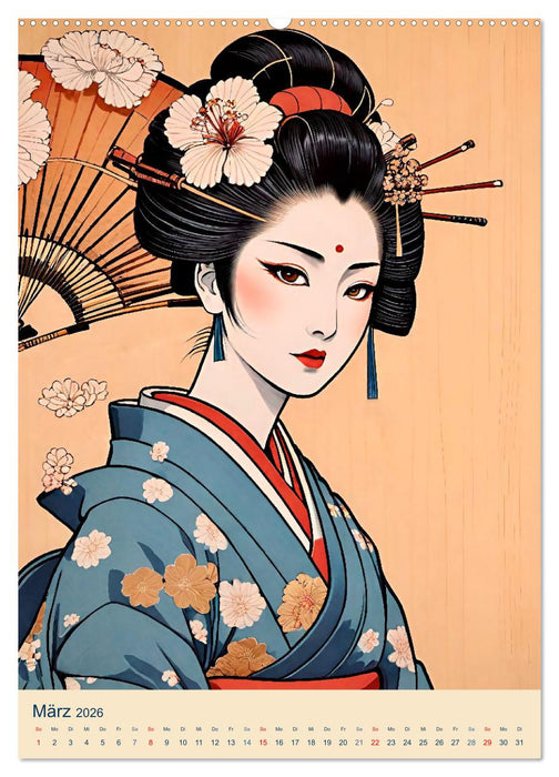 Japanische Geishas (CALVENDO Premium Wandkalender 2026)