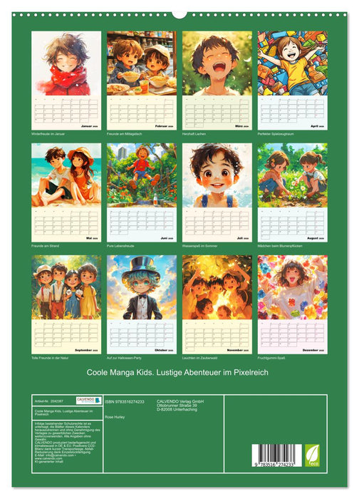 Coole Manga Kids. Lustige Abenteuer im Pixelreich (CALVENDO Premium Wandkalender 2026)