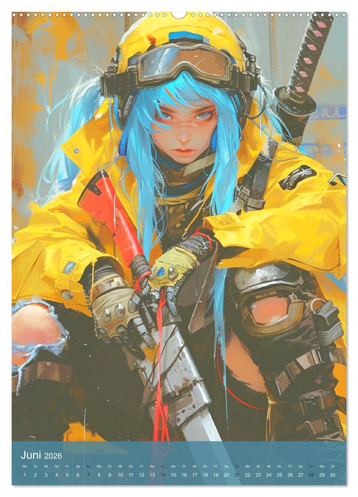 Manga-Comics. Cyberpunk Anime. Science Fiction Girls (CALVENDO Premium Wandkalender 2026)