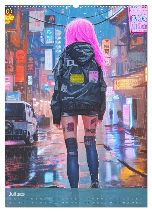 Manga-Comics. Cyberpunk Anime. Science Fiction Girls (CALVENDO Premium Wandkalender 2026)