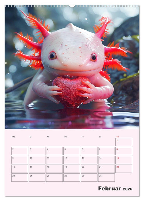 Axolotl. Lustiger Schwanzlurch mit Superkräften (CALVENDO Wandkalender 2026)