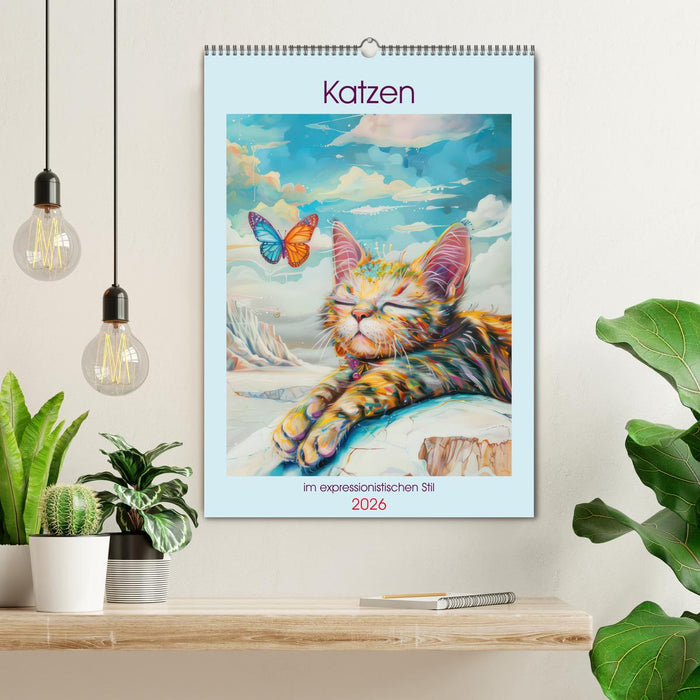 Katzen im expressionistischen Stil (CALVENDO Wandkalender 2026)