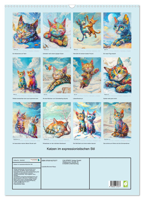Katzen im expressionistischen Stil (CALVENDO Wandkalender 2026)