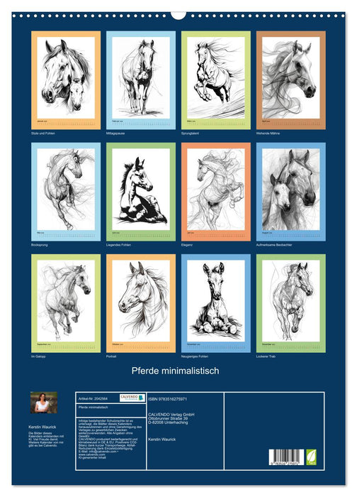 Pferde minimalistisch (CALVENDO Wandkalender 2026)