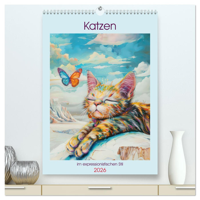 Katzen im expressionistischen Stil (CALVENDO Premium Wandkalender 2026)