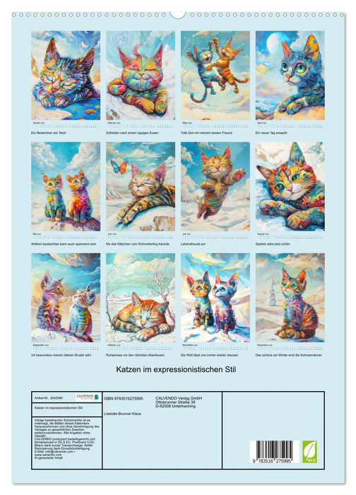 Katzen im expressionistischen Stil (CALVENDO Premium Wandkalender 2026)