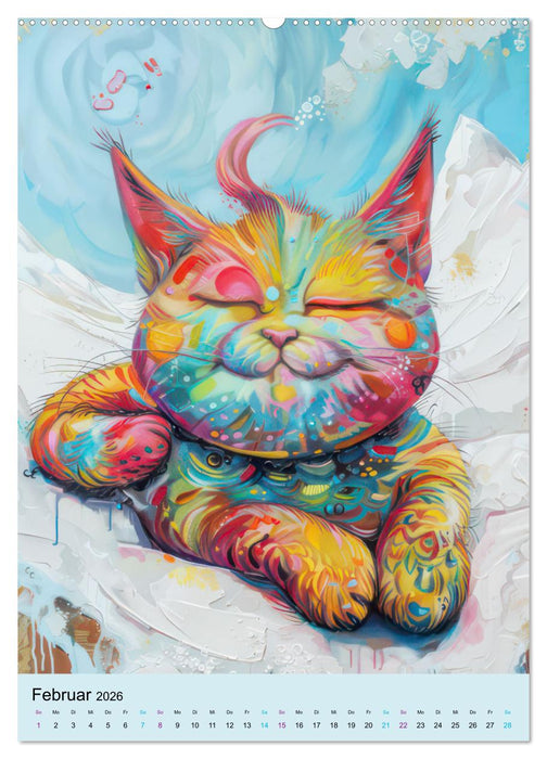 Katzen im expressionistischen Stil (CALVENDO Premium Wandkalender 2026)