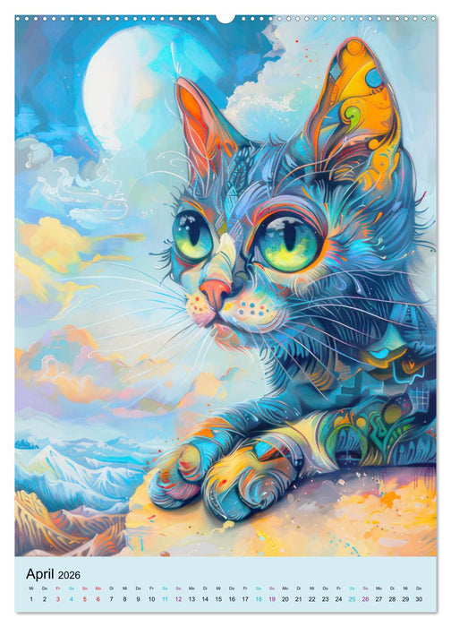 Katzen im expressionistischen Stil (CALVENDO Premium Wandkalender 2026)