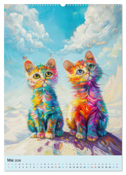 Katzen im expressionistischen Stil (CALVENDO Premium Wandkalender 2026)
