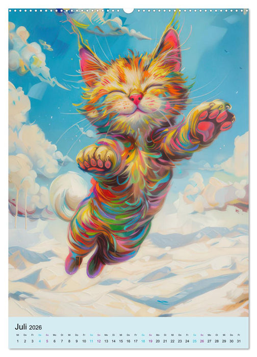 Katzen im expressionistischen Stil (CALVENDO Premium Wandkalender 2026)