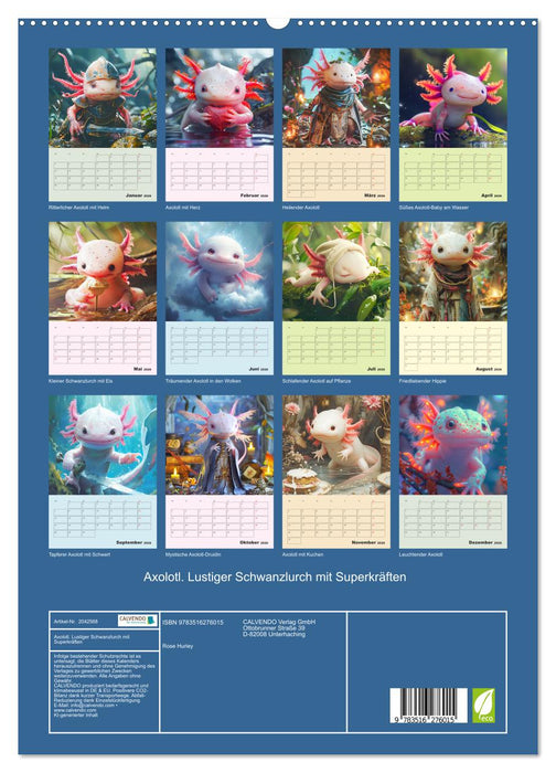 Axolotl. Lustiger Schwanzlurch mit Superkräften (CALVENDO Premium Wandkalender 2026)