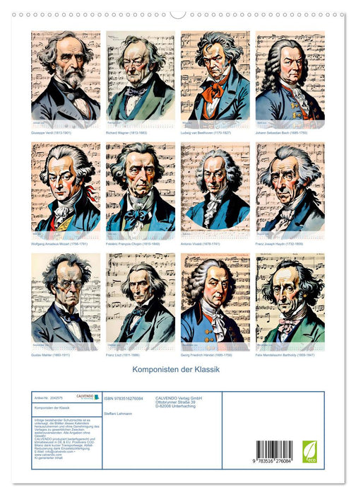 Komponisten der Klassik (CALVENDO Premium Wandkalender 2026)