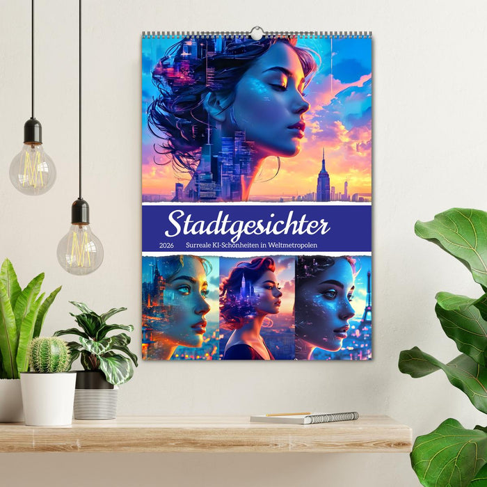 Stadtgesichter - Surreale KI-Schönheiten in Weltmetropolen (CALVENDO Wandkalender 2026)