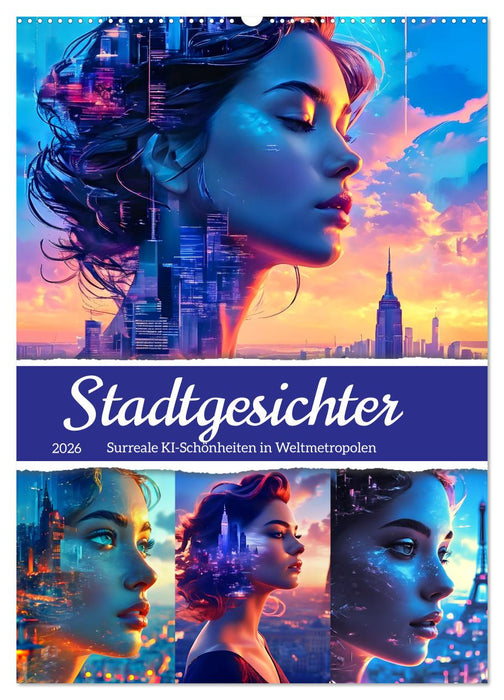 Stadtgesichter - Surreale KI-Schönheiten in Weltmetropolen (CALVENDO Wandkalender 2026)