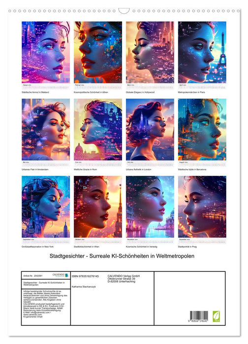 Stadtgesichter - Surreale KI-Schönheiten in Weltmetropolen (CALVENDO Wandkalender 2026)