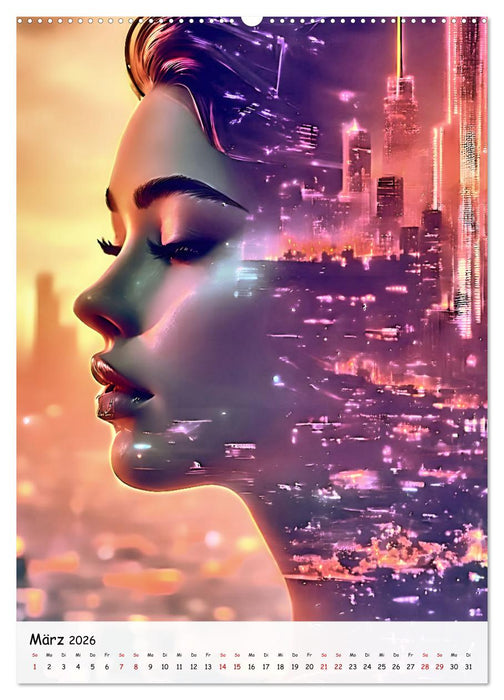 Stadtgesichter - Surreale KI-Schönheiten in Weltmetropolen (CALVENDO Wandkalender 2026)