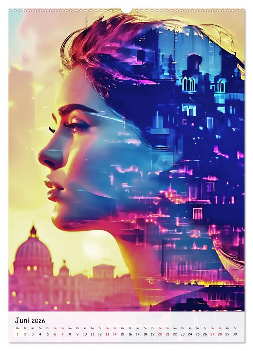 Stadtgesichter - Surreale KI-Schönheiten in Weltmetropolen (CALVENDO Wandkalender 2026)