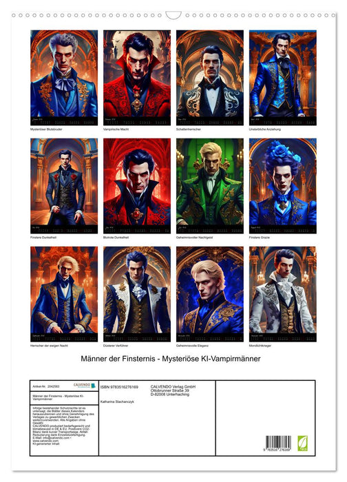 Männer der Finsternis - Mysteriöse KI-Vampirmänner (CALVENDO Wandkalender 2026)