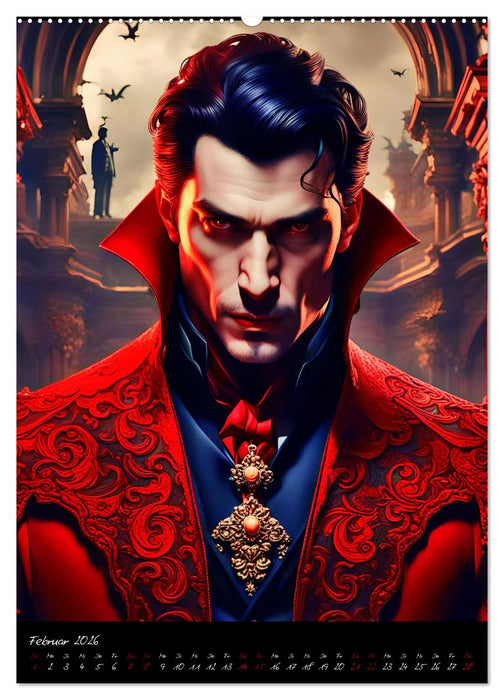 Männer der Finsternis - Mysteriöse KI-Vampirmänner (CALVENDO Wandkalender 2026)