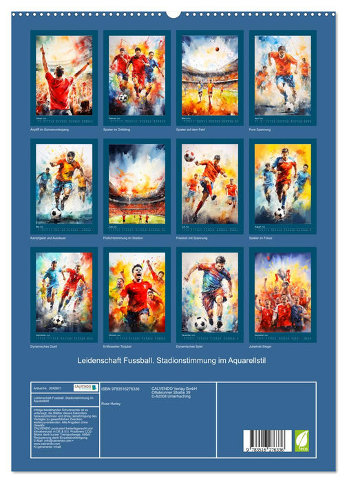 Leidenschaft Fussball. Stadionstimmung im Aquarellstil (CALVENDO Premium Wandkalender 2026)