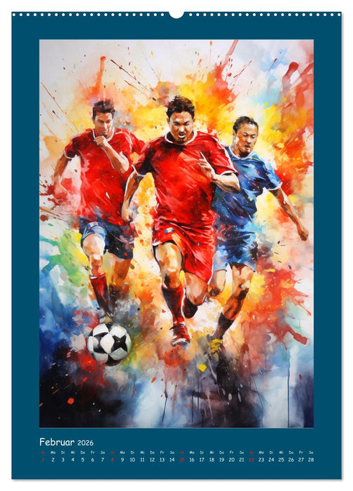 Leidenschaft Fussball. Stadionstimmung im Aquarellstil (CALVENDO Premium Wandkalender 2026)