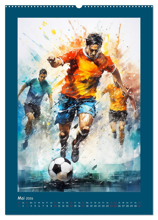 Leidenschaft Fussball. Stadionstimmung im Aquarellstil (CALVENDO Premium Wandkalender 2026)
