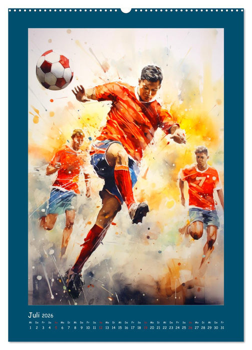 Leidenschaft Fussball. Stadionstimmung im Aquarellstil (CALVENDO Premium Wandkalender 2026)