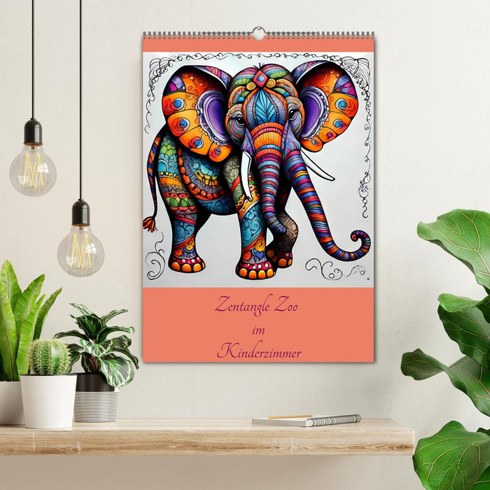 Zentangle Zoo im Kinderzimmer (CALVENDO Wandkalender 2026)