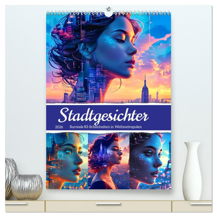 Stadtgesichter - Surreale KI-Schönheiten in Weltmetropolen (CALVENDO Premium Wandkalender 2026)
