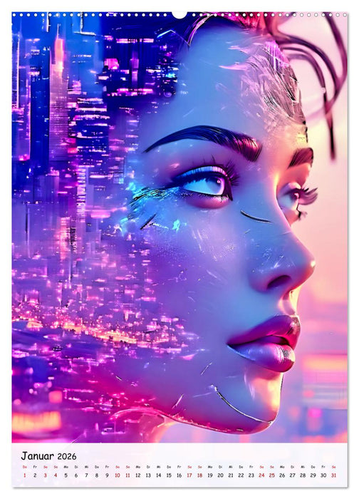 Stadtgesichter - Surreale KI-Schönheiten in Weltmetropolen (CALVENDO Premium Wandkalender 2026)