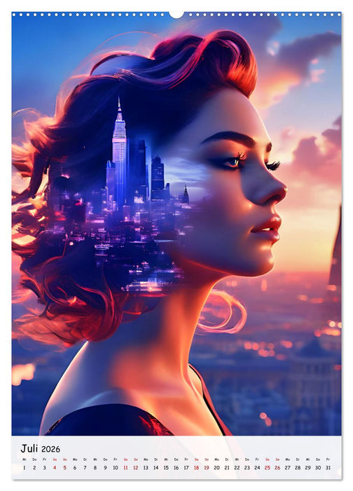 Stadtgesichter - Surreale KI-Schönheiten in Weltmetropolen (CALVENDO Premium Wandkalender 2026)