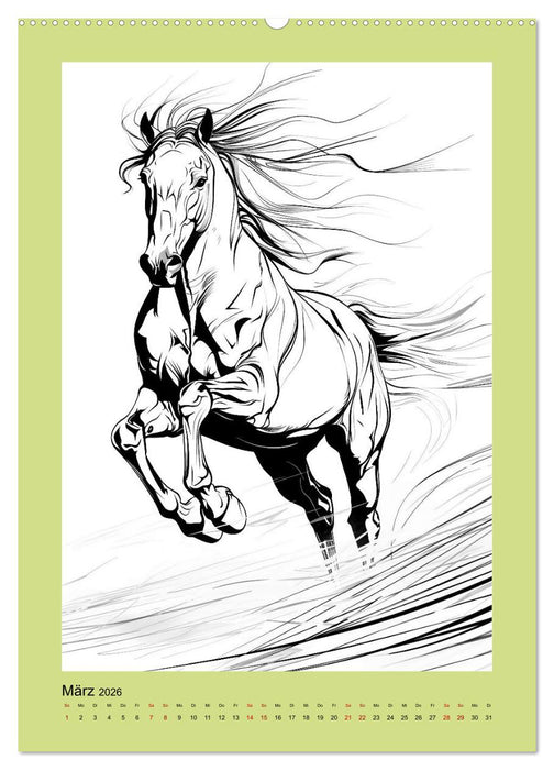 Pferde minimalistisch (CALVENDO Premium Wandkalender 2026)