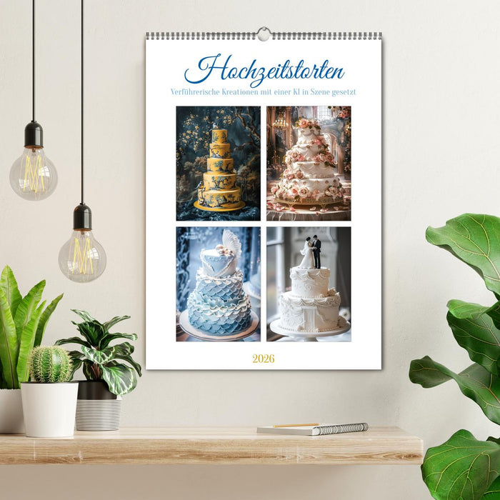 Hochzeitstorten - Verführerische Kreationen mit einer KI in Szene gesetzt (CALVENDO Wandkalender 2026)