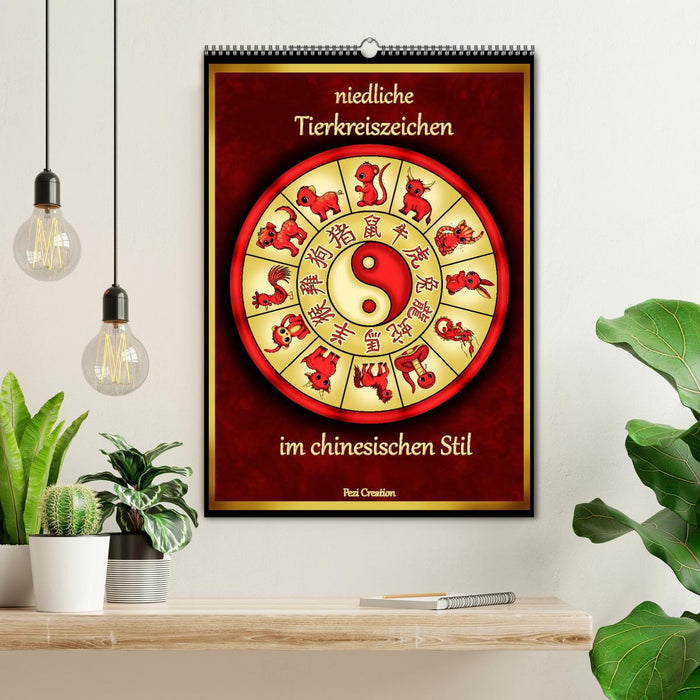 niedliche Tierkreiszeichen im chinesischem Stil (CALVENDO Wandkalender 2026)