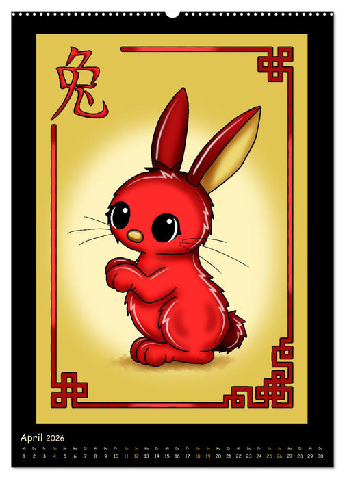 niedliche Tierkreiszeichen im chinesischem Stil (CALVENDO Wandkalender 2026)