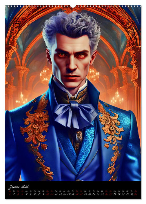 Männer der Finsternis - Mysteriöse KI-Vampirmänner (CALVENDO Premium Wandkalender 2026)