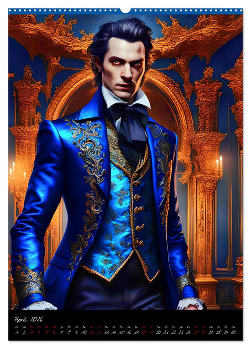 Männer der Finsternis - Mysteriöse KI-Vampirmänner (CALVENDO Premium Wandkalender 2026)