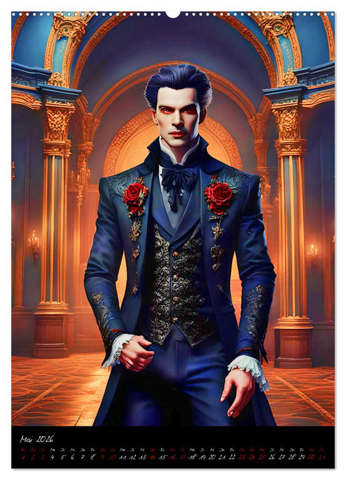 Männer der Finsternis - Mysteriöse KI-Vampirmänner (CALVENDO Premium Wandkalender 2026)