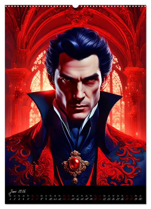 Männer der Finsternis - Mysteriöse KI-Vampirmänner (CALVENDO Premium Wandkalender 2026)