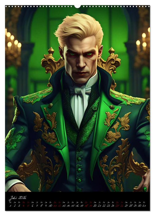 Männer der Finsternis - Mysteriöse KI-Vampirmänner (CALVENDO Premium Wandkalender 2026)