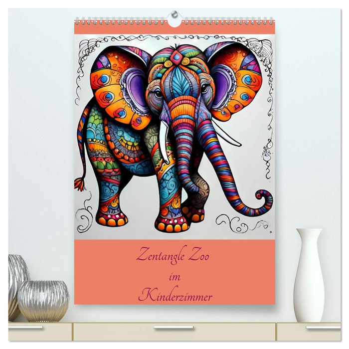 Zentangle Zoo im Kinderzimmer (CALVENDO Premium Wandkalender 2026)