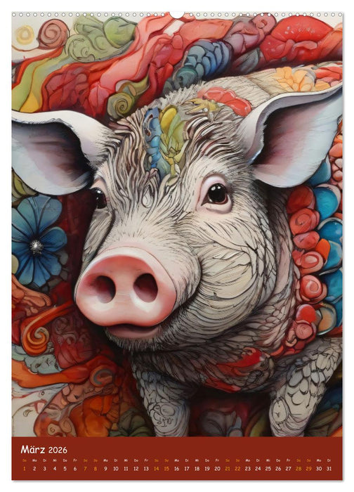 Zentangle Zoo im Kinderzimmer (CALVENDO Premium Wandkalender 2026)