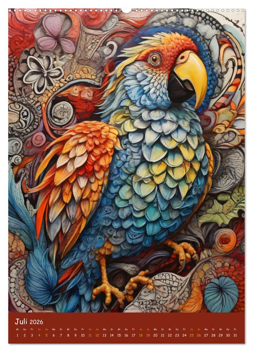 Zentangle Zoo im Kinderzimmer (CALVENDO Premium Wandkalender 2026)