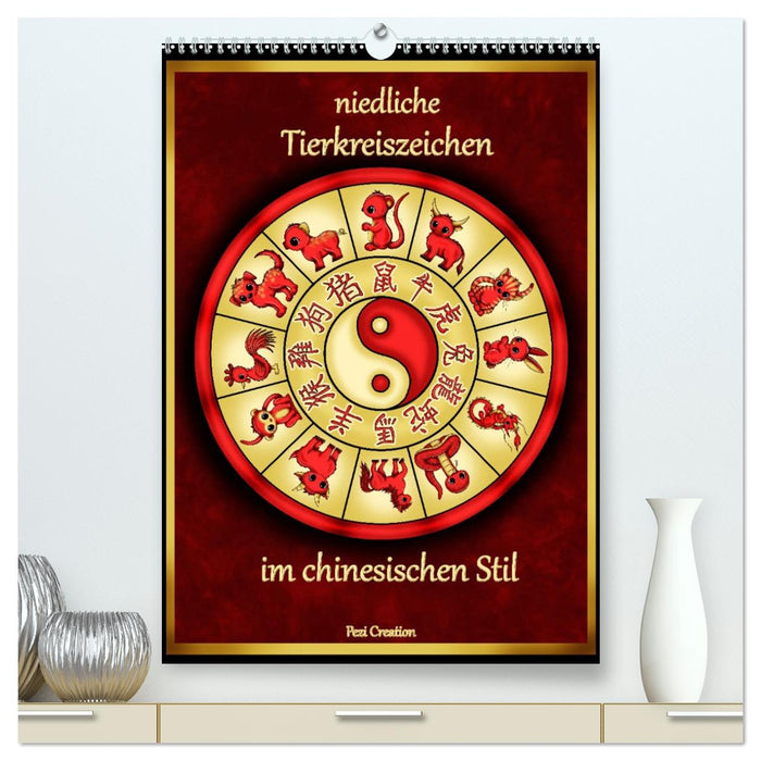 niedliche Tierkreiszeichen im chinesischem Stil (CALVENDO Premium Wandkalender 2026)