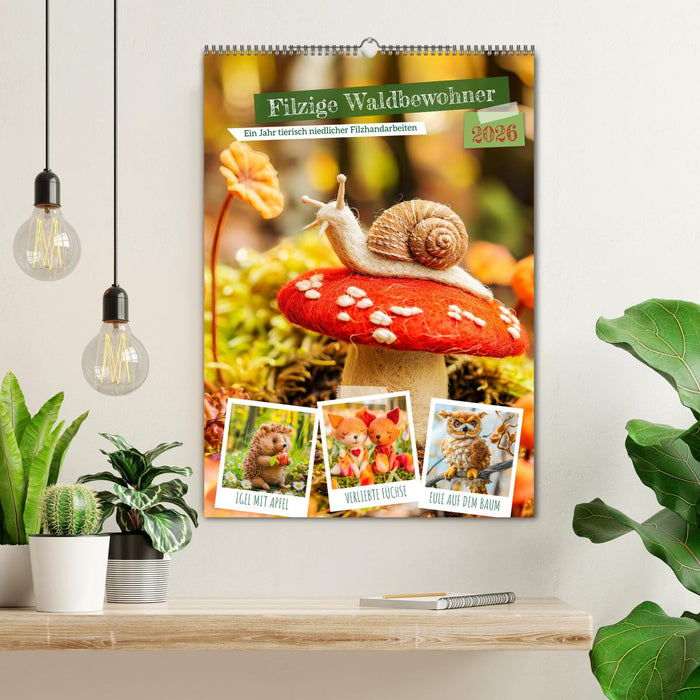 Filzige Waldbewohner - Ein Jahr tierisch niedlicher Filzhandarbeiten (CALVENDO Wandkalender 2026)