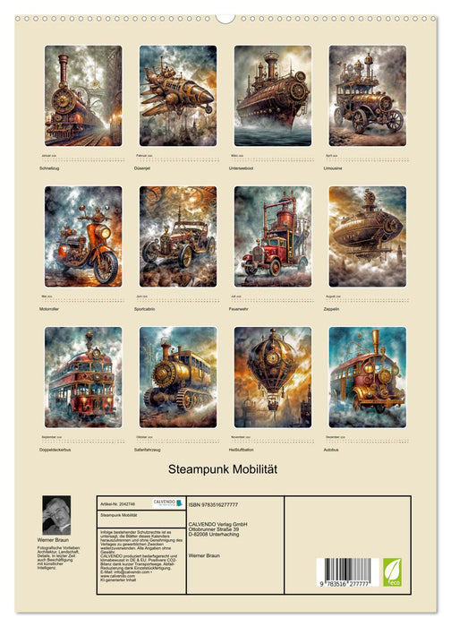 Steampunk Mobilität (CALVENDO Premium Wandkalender 2026)