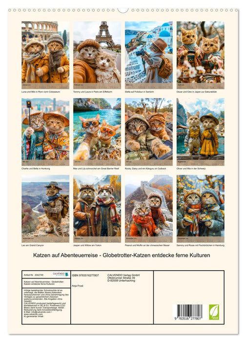Katzen auf Abenteuerreise - Globetrotter-Katzen entdecke ferne Kulturen (CALVENDO Premium Wandkalender 2026)